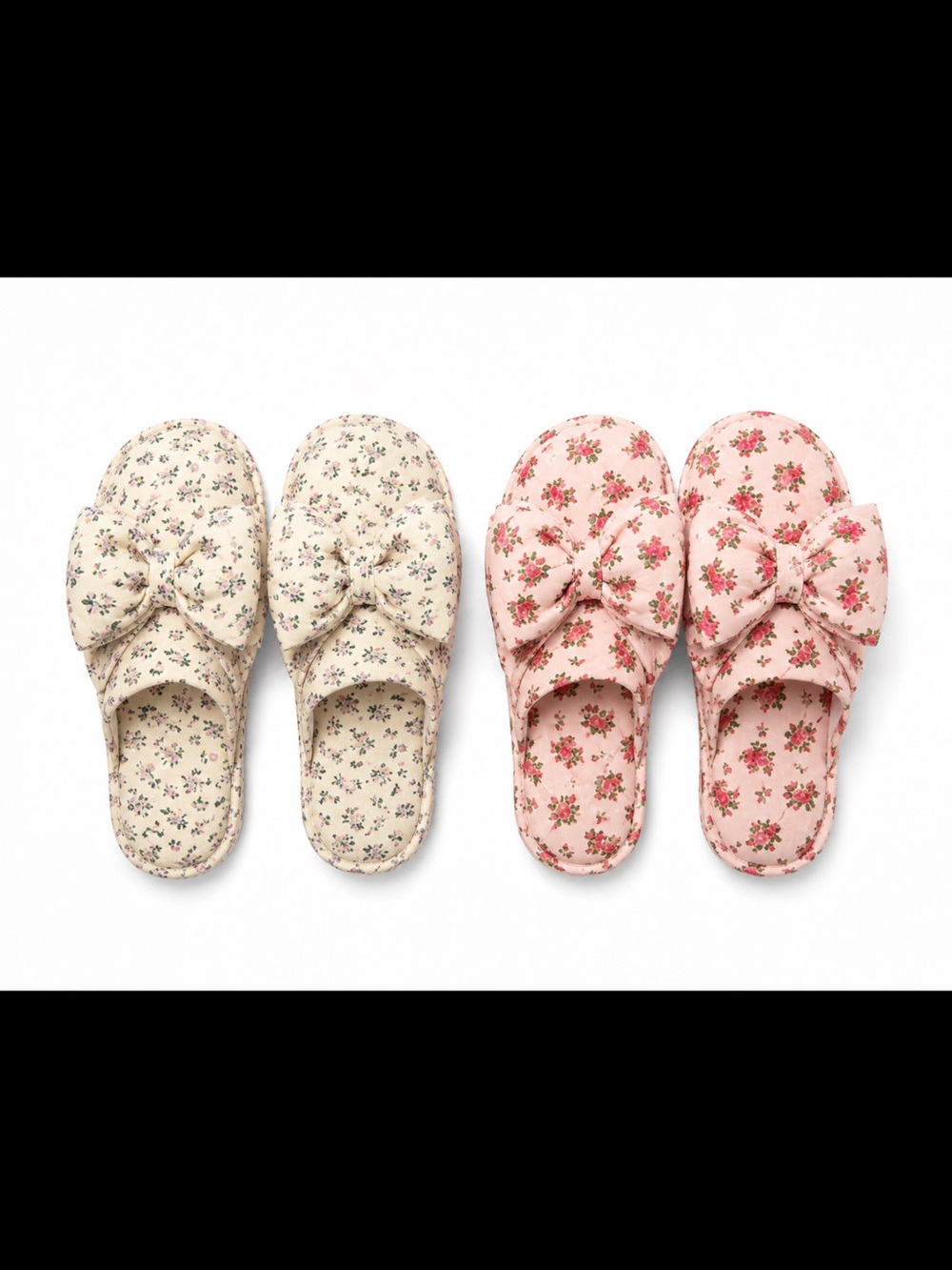 Floral womans  slippers- Cream and Pink